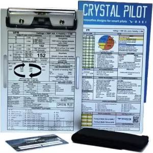 크리스탈 파일럿 알루미늄 VFR 무릎판 중형 VFR-IFR 플래카드. 경기 신호가 달린 배그 태그