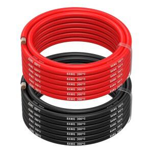 MMOBIEL 8 AWG 전기용 실리콘 와이어 - 게이지(8.37MM ) 주석 도금 구리 케이블 1.5M / 5피트 2개 분리형 전선 냉장고 에어컨 자동차 배터리 용접 배터리용 빨간색 및 검은색