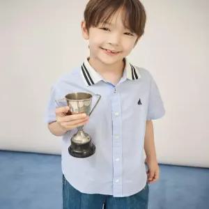빈폴 키즈 BI5765U01Q 아동 셔츠 유아 샴브레이 시어서커 반소매 스카이 블루