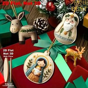 12/24개 크리스마스 장식 예수 성모 마리아 천사 양 나무 펜던트 파티 메리