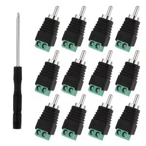 Ezymiv 12팩 RCA to Speaker Wire 어댑터 AV 스크류 터미널 커넥터 오디오/비디오 스피커 무납땜 드라이버