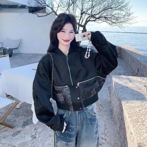 또바기 여성 봄 가을 컬러 블록 재킷 캐주얼 모터사이클 HT