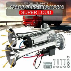 버스 경적 12V/24V 전기 경적 120DB 듀얼 트럼펫 에어 혼 헤비 듀티 내구성 자동차 경적 오토바이