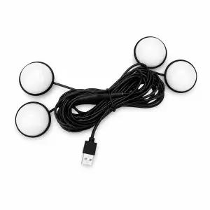 차량용 USB LED 풋등 실내 바닥 무드등 4구 조명세트
