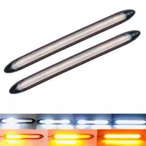 2pcs 12V LED DRL 스트립 시작 Scaing 주간 러닝 라이트 자동차 헤드 라이트 흐르는 회전 신호 노란색 LED