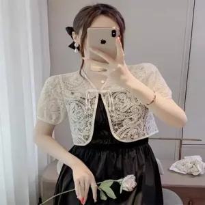 웨딩볼레로 레이스 망사 케이프 시스루