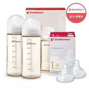 [더블하트] 3세대 베이직(제뉴인화이트)트윈팩 330ml+젖꼭지 2입(SS-3L)