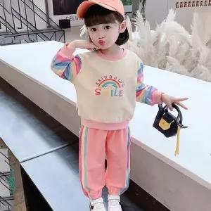 메이커 키즈 색동무지개 여아 긴팔 맨투맨 조거 상하복세트 205390