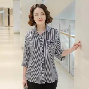 엄마옷 조이마담 T50064 스트라이프 7부 남방 셔츠블라우스 중년여성의류