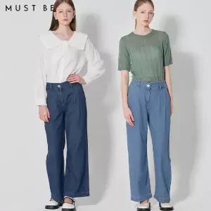 [머스트비(MUSTBE)] 와이드 린넨 혼방 데님팬츠 (택가격: 138000원)