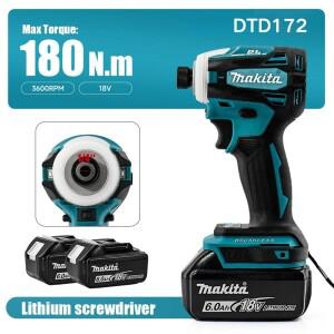 Makita DTD172 18V 무선 임팩트 드라이버 브러시리스 180N.m 3600rpm 전기 드릴 LED 라이트 다기능 전동