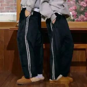 남여공용 울트라밍크 수면바지 극세사 두꺼운 남성 여성 겨울 잠옷 커플 바지 실내복
