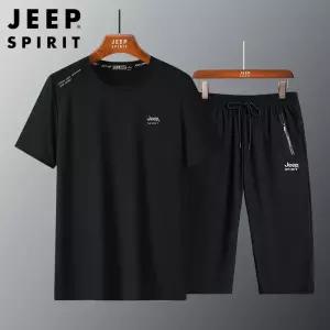 JEEP 남성 여름 반팔 반바지 세트 얼음 캐주얼 스포츠 슈트