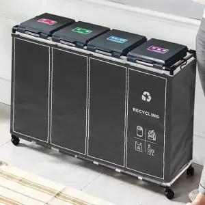 재활용쓰레기통 페트병분리수거 커버세트/분리수거대 4단