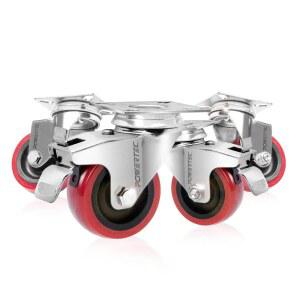 POWERTEC 2인치 회전식 캐스터 휠 4개 세트(400파운드 하중) 중장비용 플레이트 캐스터(브레이크가 있는 2개와 없는 2개) 가구 카트 돌리 및 작업대용 PU (17212)