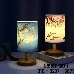 LED 광장 테이블 램프 간단한 중국 스타일 디 밍이 가능한 EU 플러그 야간 조명 패브릭 전등 갓 침실 머리