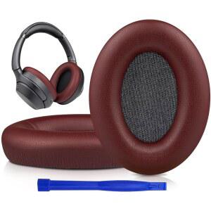 SOULWIT 프로페셔널 이어패드 SONY WH-1000XM3(WH1000XM3) 오버이어 헤드폰용 부드러운 프로틴 가죽 노이즈 차단 메모리 폼 두께 추가 (버건디)