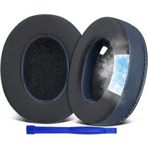 SOULWIT COOLING-GEL 이어패드는 SONY WH-1000XM4 (WH1000XM4) 헤드폰용 교체품으로 고밀도 소음 차단 폼이 적용된 이어패드 쿠션이 추가 두께로 제공되며 센서에 영향을 주지 않습니다 - 네이비 블루 색상