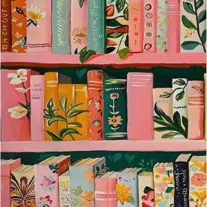 성인 초보자를 위한 프레임 없는 DIY 책장 십자수 장식 키트 카운티드 자수 니들포인트 12x16인치 홈