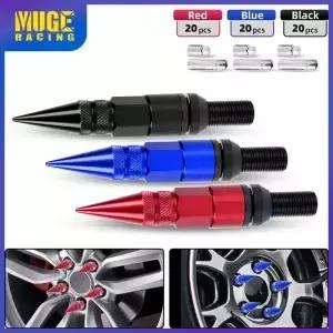 MUGE20pcs/set 레이싱 M14x15 알루미늄 뾰족한 캡 휠 러그 볼트 세트 대부분의 자동차 LN054 용 방지
