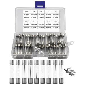 IZTOSS 72개 빠른 점화 유리 퓨즈 어셈블리 키트 6X30MM 자동차용 250V 0.5A 1A 2A 3A 5A 10A 15A 20A 30A 및 10개 시트 투명 플라스틱 박스에 분류 포장