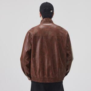 모두팜 남성 신탕 | 빈티지 가죽 재킷 PU가죽 캐주얼 메일라드 오토바이 자켓 MOC