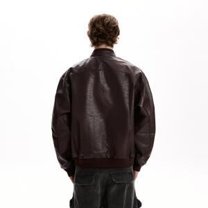 모두팜 남성 앤티크 텍스쳐 PU가죽 재킷 춘추 멀티 포켓 오버핏 라이더 코트 MOC