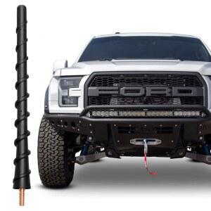 2009-2026년형 포드 F150 F250 F350 브롱코 F450에 적합한 BASIKER 쇼트 안테나 | 라디오 FM AM 수신 업그레이드 픽업 트럭 및 자동차 액세서리 공장 교체용 나사 포함 7인치 스파이럴 마스트