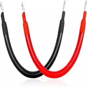 VCYOPN 2PCS 2AWG 배터리 케이블 12인치 순수 구리 전원 인버터 전선 양쪽 끝에 3/8인치 러그