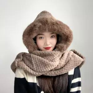 포근하루 일체형 후드 머플러(브라운)
