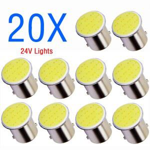 20pc 자동차 LED 빛 1156 BA15S COB 12SMD 트럭 DRL 주간 러닝 램프 1157 BAY15D 역방향 회전 신호등 24V 액세서리