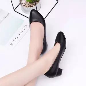 여성샌들 펌프스 3.5cm 블랙 스트랩힐 하이힐 굽없는힐 가보시 통굽힐