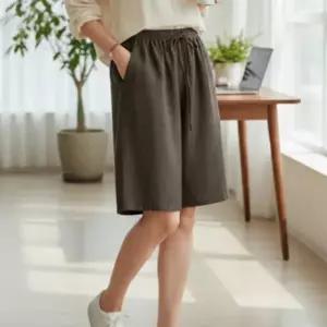 버뮤다 반바지 와이드 5부 남녀공용 여름 린넨라이크