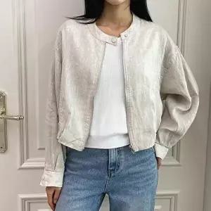 [신상오픈런]여성 썸머 린넨 세미크롭 노라카 집업 자켓 재킷_X