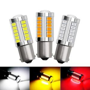 1156 BA15S P21W 7440 BAY15D LED 전구 33smd 스트로브 램프 역방향 지시등, 1 개