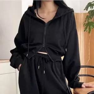 데일리 베이직 여자 투웨이 크롭 기장 후드집업