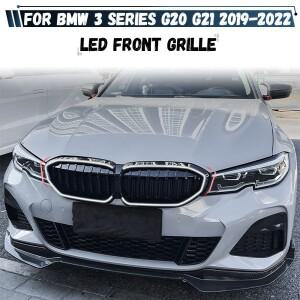 BMW 호환 3시리즈 G20 G21 2019 2020 318i 320i 340i용 프론트 키드니 그릴 LED 라이트 레이싱 범퍼