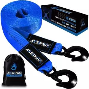 후크가 달린 AXSIPEIX 나일론 견인 스트랩 UTV ATV 트럭용 2 x20 20 000파운드 회수 로프 자동차 블루
