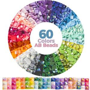 5D 다이아몬드 페인팅 액세서리, 수지 AB 드릴 스퀘어 2.5MM 용 60 가지 색상 비즈