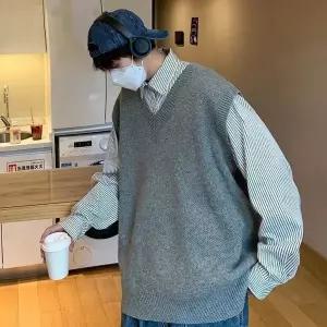 남성 오버사이즈 모던컬러 데일리스타일 니트 베스트