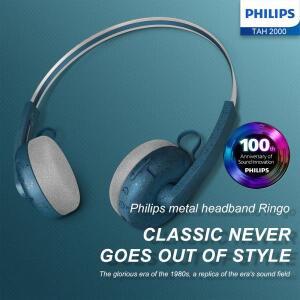 PHILIPS TAH2000 오버이어 Bluetooth 헤드폰은 간단하고 조절 가능한 디자인을 갖추고 있으며 이어 패드가