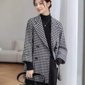 봄 가을 세련 하운드체크 코트 재킷 아우터 여성 자켓 트위드