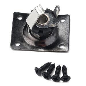 LP SG 스타일 기타 용 블랙 스퀘어 기타베이스 출력 잭 플레이트 1/4''