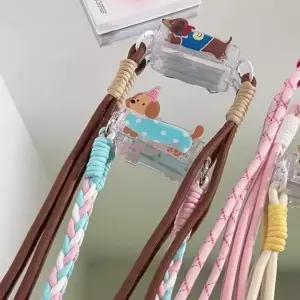  1+1 강아지모양 휴대용 핸드폰 스트랩 백클립 고정 끈 목걸이