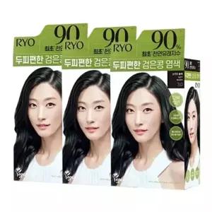 려 두피편한 검은콩 염색약 3.0 소프트블랙 120g x 3개 새치커버 새치머리염색약