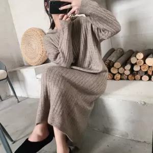 후드 롱스커트 캐주얼 루즈핏 니트원피스 주말코디 데이트룩 파티룩 하객룩 모임룩