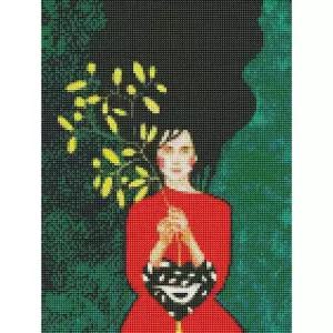 하모니아트 비즈공예 보석십자수 30x40 꽃을 든 여자