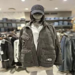 버커루  면 피그먼트 멀티포켓 하이넥 점퍼  B251JP101P