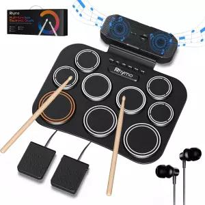 Ryhmo 전자드럼 세트 9패드 전동드럼 롤업 내장 스피커 페달과 스틱 헤드폰이 된 홀리데이 크리스마스 생일