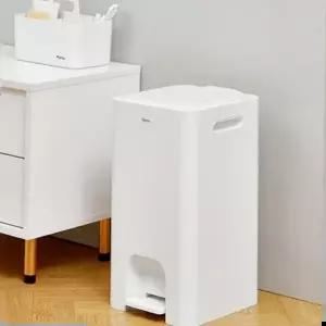 무소음 화이트 시스맥스 페달형 휴지통 쓰레기통 깔끔한 디자인 분리수거 20L